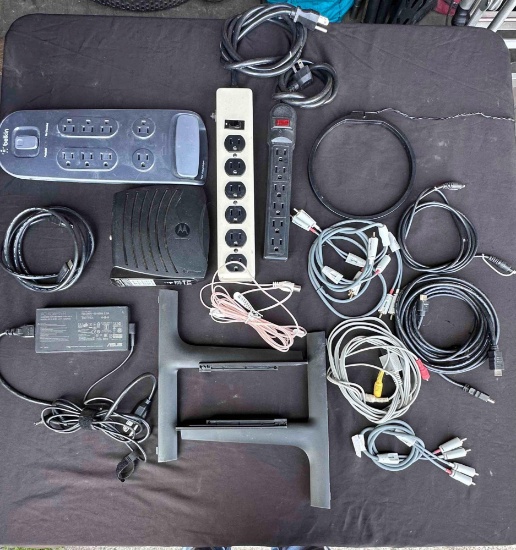 Lot Of Electronic Cables & Power Taps