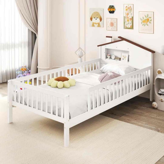 Twin Bed Frames for Kids, Solid Wood Montessori Bed White