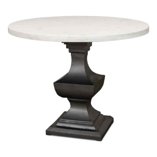 Haviland Round Marble Top Metal Base Dining Table