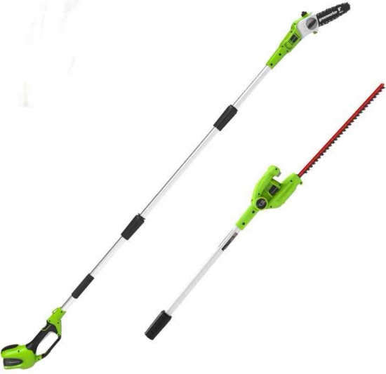 Greenworks 40V 8" Pole Saw + Pole Hedge