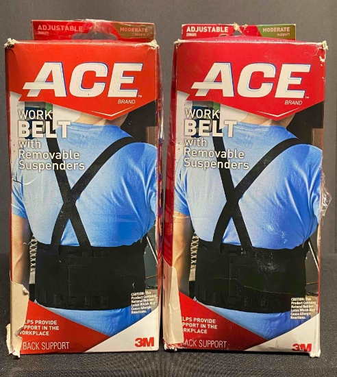 2 Pack of ACE BRAND WORK BELT with Removable Suspenders