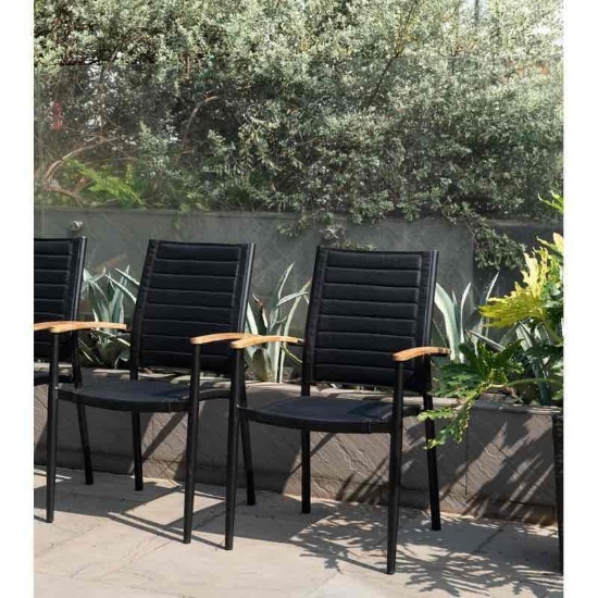 Kiern Powder Coated Aluminum Outdoor Stackable Dining Armchair (Set of 2)