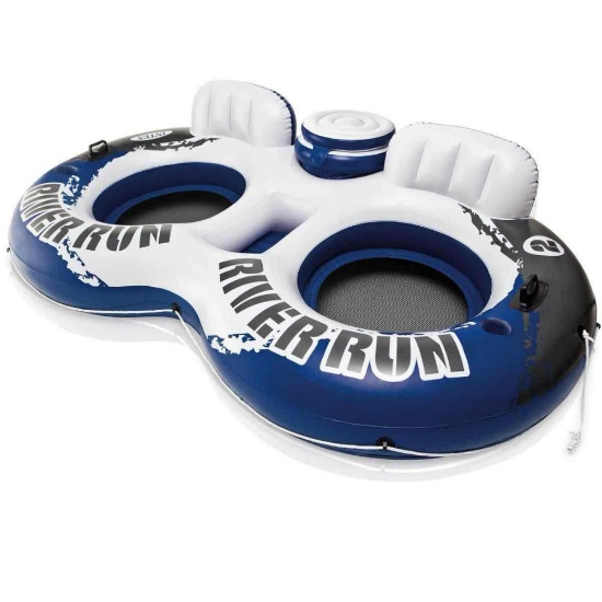 2Pack Intex River Run II 2-Person & Run I 1-Person Water Tube Float w/ Cooler