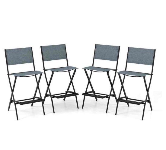 COSTWAY Outdoor Patio Bar Chair Set of 4