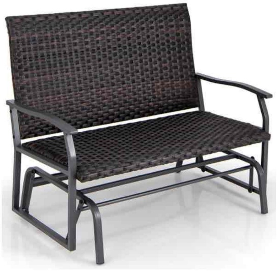 Tangkula Outdoor Rattan Glider Bench