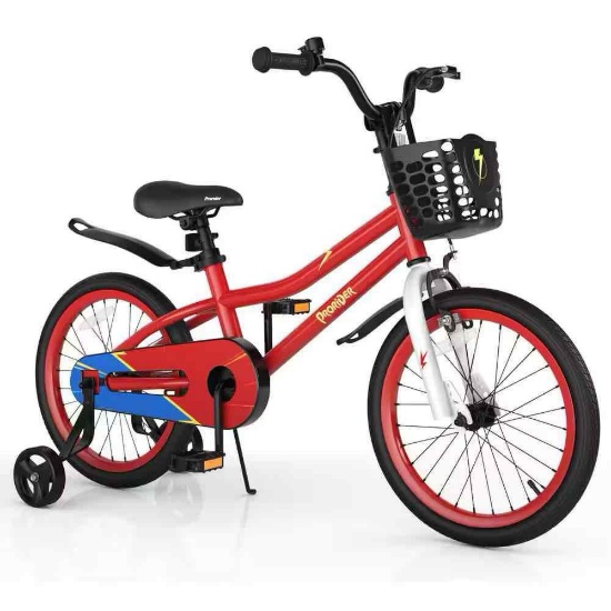 Costway 18 in. Kid's Bike with Removable Training Wheels and Basket