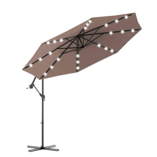 Costway 10 Feet Patio Hanging Solar LED Umbrella