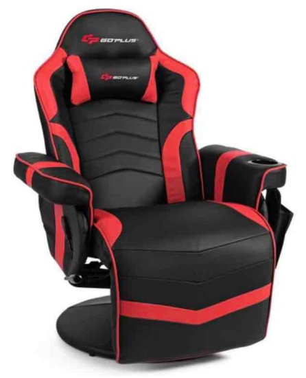 Costway Massage Gaming Recliner Reclining Racing Chair Swivel