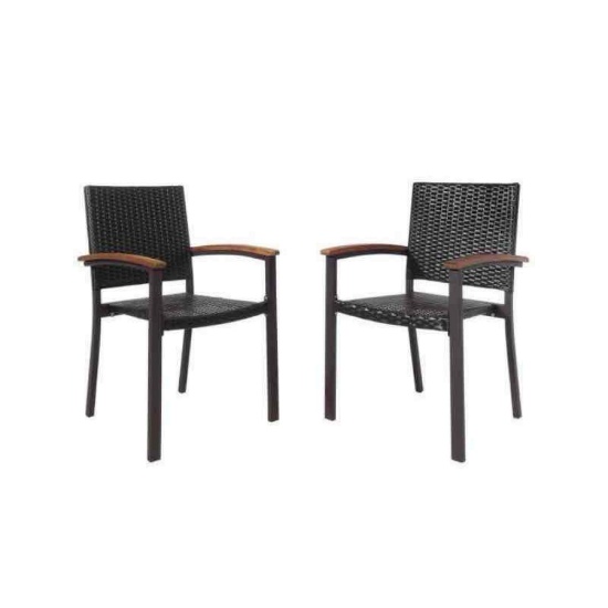 Costway Outdoor Patio Rattan Dining Chair set of 2 Brown