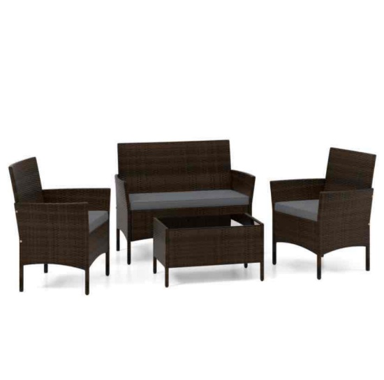 4 Pieces Outdoor Rattan Conversation Set