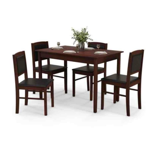5-PCS Dining Room Set Kitchen 4 Person Dining Rectangle Table W/ Rubberwood Legs