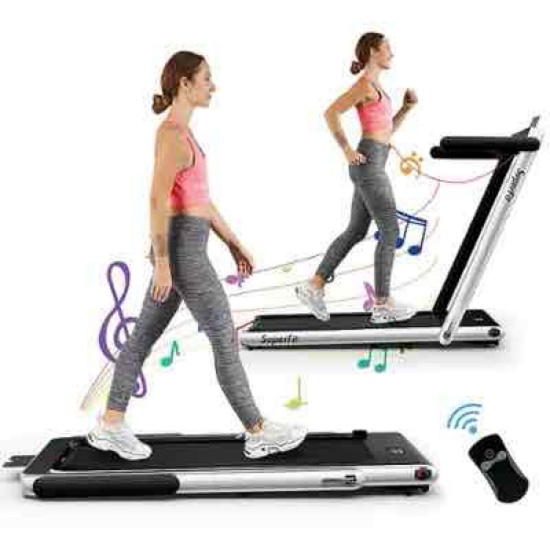 SuperFit 2.25HP 2 in 1 Dual Display Treadmill Jogging Machine W/ Speaker
