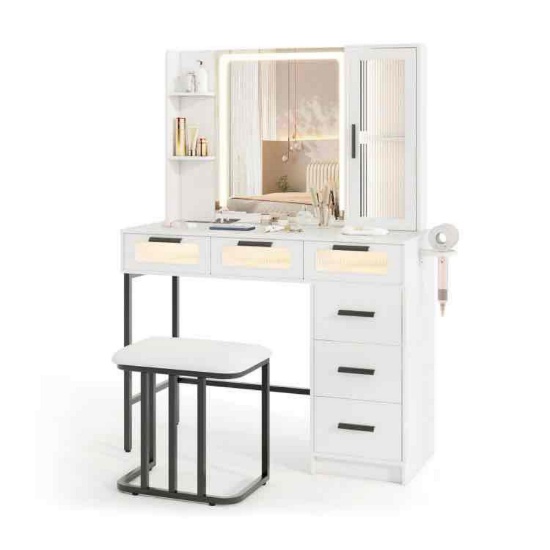 Makeup Vanity Desk With 3-Color Induction LED Lights