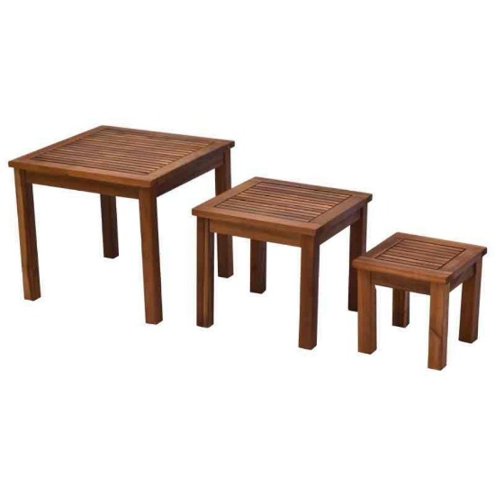 Outsunny 3 Piece Outdoor Side Nesting Table Patio Set