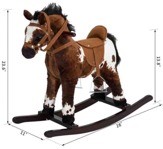 Qaba Kids Plush Toy Rocking Horse Pony Toddler Ride on Anima