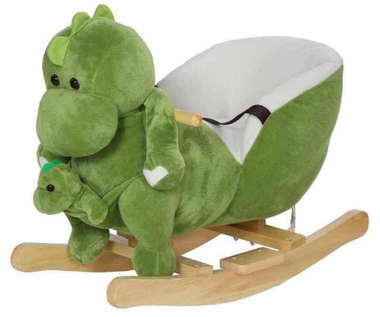 Qaba Baby Rocking Horse, Toddler Plush Dinosaur Animal Rocker with Seat Belt