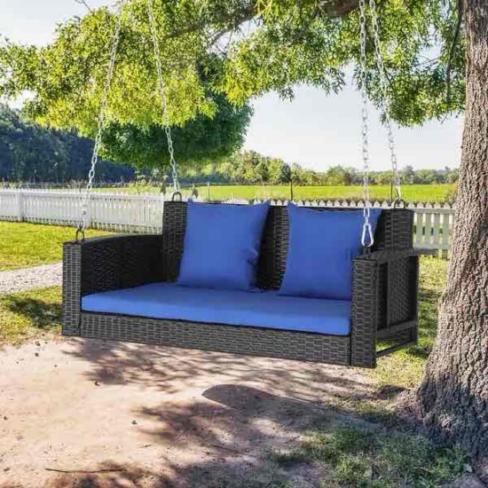 Outdoor 2-Person Wicker Porch Swing Bench