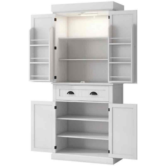 HOMCOM 71" Kitchen Pantry Cabinet with LED Lights