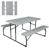 Outdoor Folding Picnic Table Set in Gray