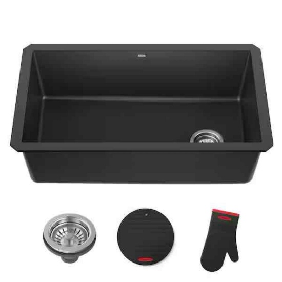 KRAUS Forteza Undermount Granite Single Bowl Kitchen Sink in Black