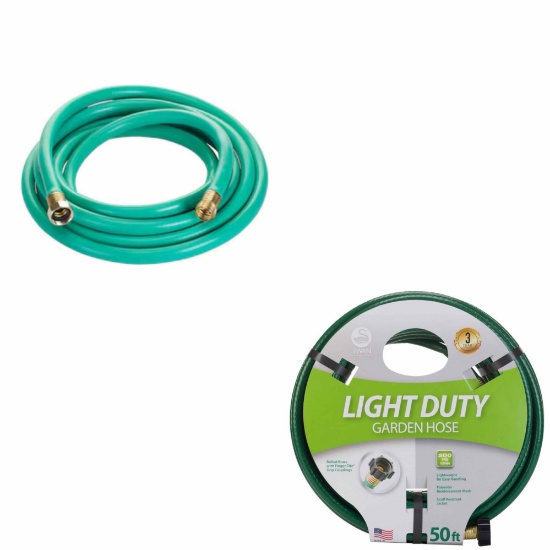 Lot of 5/8-in x 15-ft & 1/2-in x 50-ft Light -Duty Vinyl Green Hoses