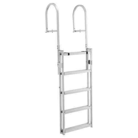 VEVOR Retractable Dock Ladder, 5 Steps, Aluminum Alloy Pontoon Boat Swim Ladder, with Non-Slip Wide