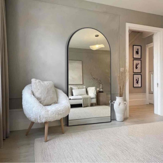 Malesha Large Modern Full Length Arched Aluminum Alloy Framed Floor Mirror