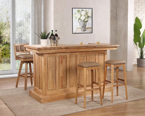 ECI Furniture Logan's Edge Home Bar in Natural Wood (BASE ONLY)