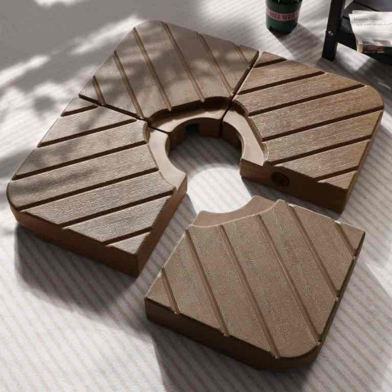 4-Piece Displaced Patio Umbrella Base, 180 Lb High Strength Sand Filled Patio Umbrella Base - Brown