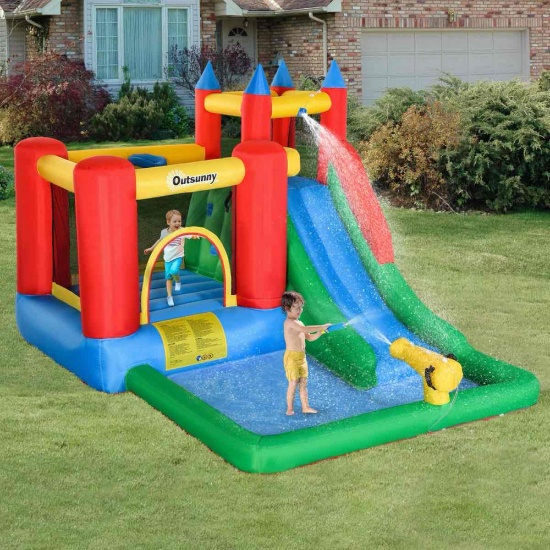 11.5' x 8.8' Bounce House with Water Slide and Air Blower