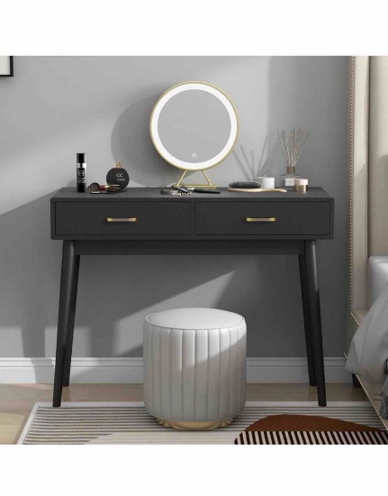 White Small Vanity Desk with Drawers