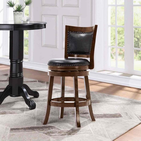 Coriyah Swivel Upholstered Counter Stool with Solid Wood Frame