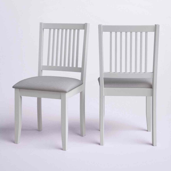Swick 18" Wide Mission Style Wooden Dining Chair with Upholstered Seat (Set of 2)