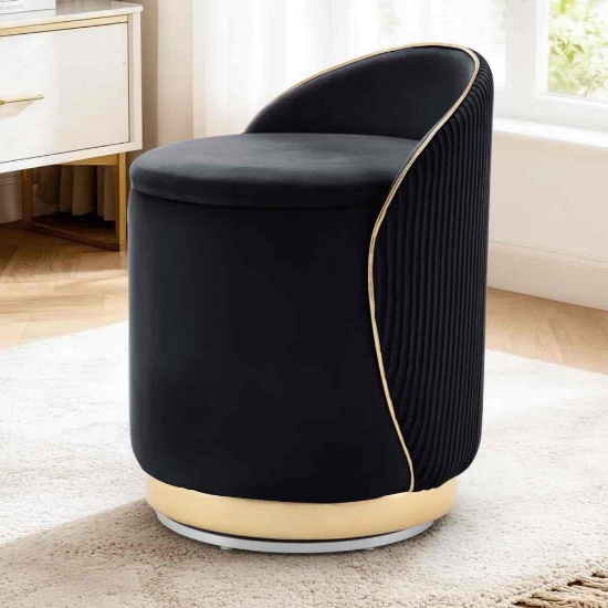 Swivel Vanity Stool with Storage, 360 Barrel Accent Chair