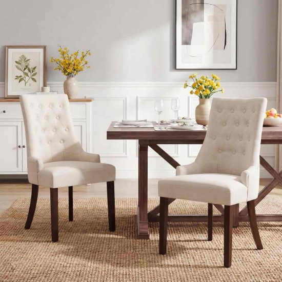 Aalbert Tufted Wingback Upholstered Side Chairs (Set of 2)