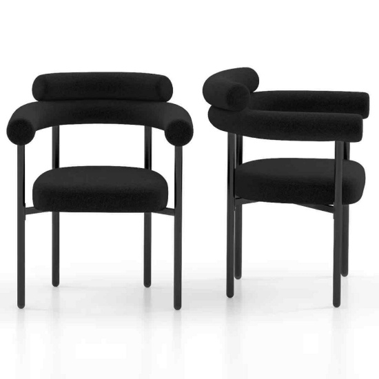 Boucle Upholstered Metal Dining Chair(Set Of 2)