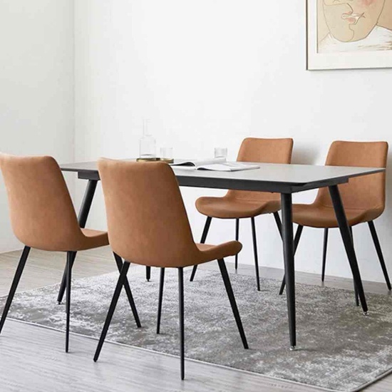 Josman Faux Leather Upholstered Dining Chair with Steel Legs (Set of 4)