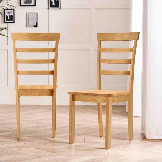 Whitley Solid Wood Dining Chairs - Traditional Rustic Farmhouse Kitchen Style (Set of 2)