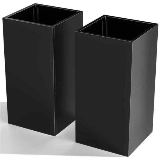 Tall Metal Cube Planter For Outdoor Plants 15" L X 15" W X 30" H 2 Pack