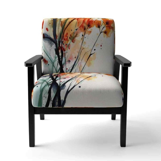 Abstract Flowers - Upholstered Traditional Accent Arm Chair