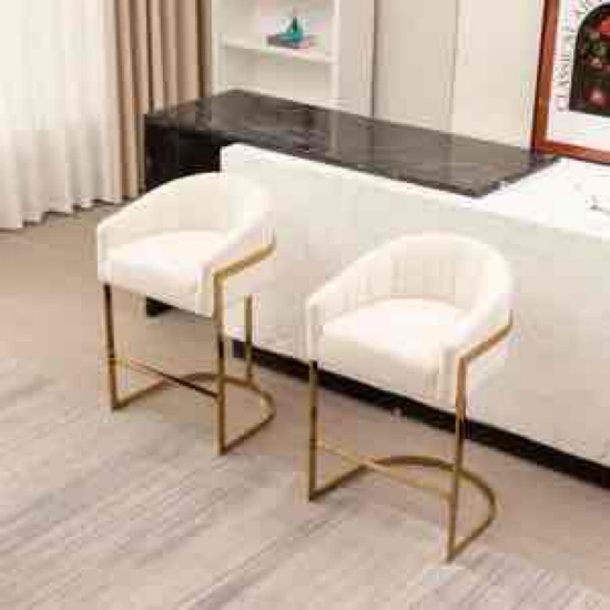 Sistrunk Velvet Tufted Bar Stool with Metal Frame (Set of 2)