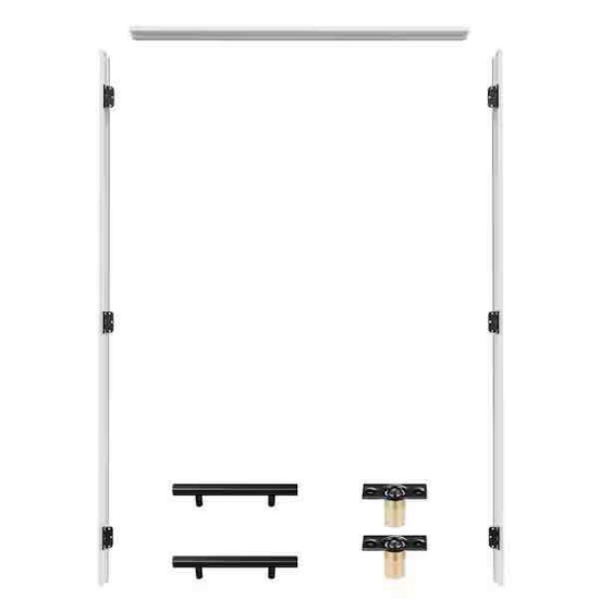 72 in. x 80 in. Primed Wood Knock Down Door Frame 3-Piece+Weatherseal Universal-Hand Reversible for