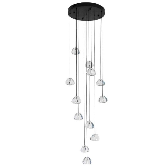 OQWE 1255. 102204687C Bigham 12 - Light Crystal Cluster Chandelier with Adjustable Length