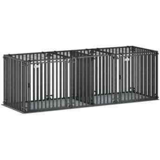 Pawhut - Heavy Duty Dog Crate, Extra Large Dog Kennel with Divider and Mat for Large Breeds - Black