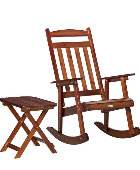 Outsunny Set of 2 Wooden Patio Rocking Chairs