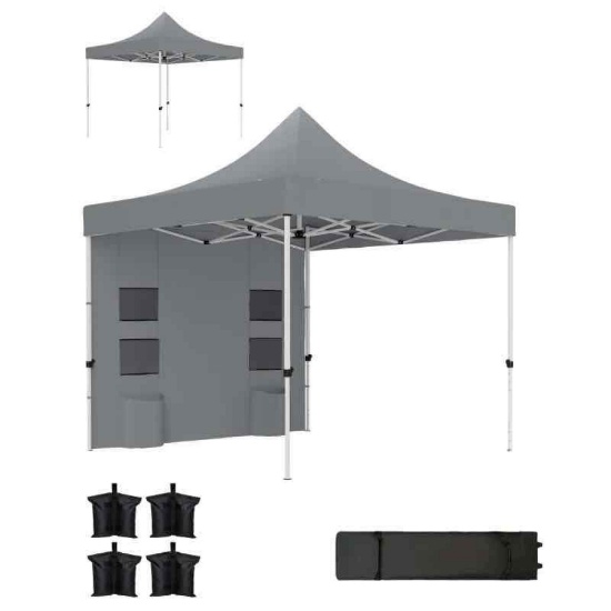 Outsunny 10' x 10' Heavy Duty Pop Up Canopy Tent with Sidewall
