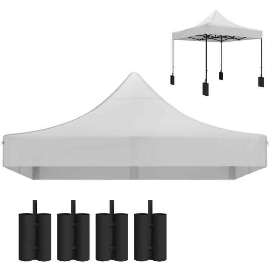 Outsunny 10' x 10' Replacement Canopy Top for Pop Up Canopy Tent with 4 Sand Bags