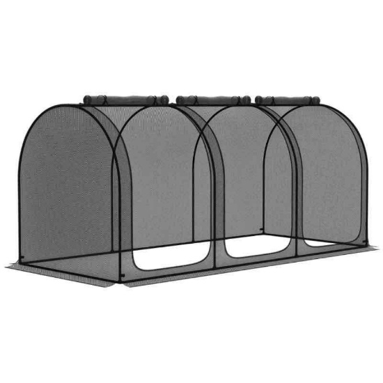 Outsunny 9' x 4' Crop Cage, Plant Protection Tent with Three Zippered Doors