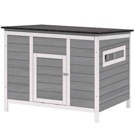 PawHut Duck Coop, Wooden Duck House Rabbit Hutch with Openable Roof