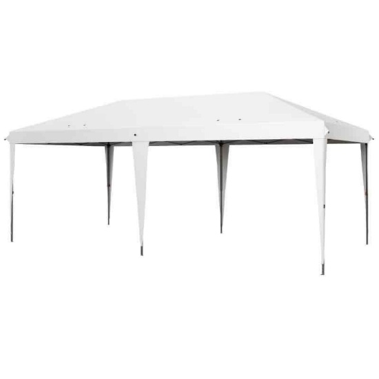 Outsunny 10' x 19.2' Outdoor Gazebo Pop Up Canopy Party Tent with Carrying Bag, White